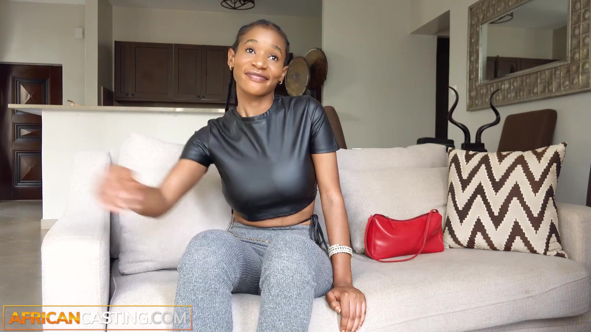 Beautiful black girl starts shy and goes wild at modeling casting call!