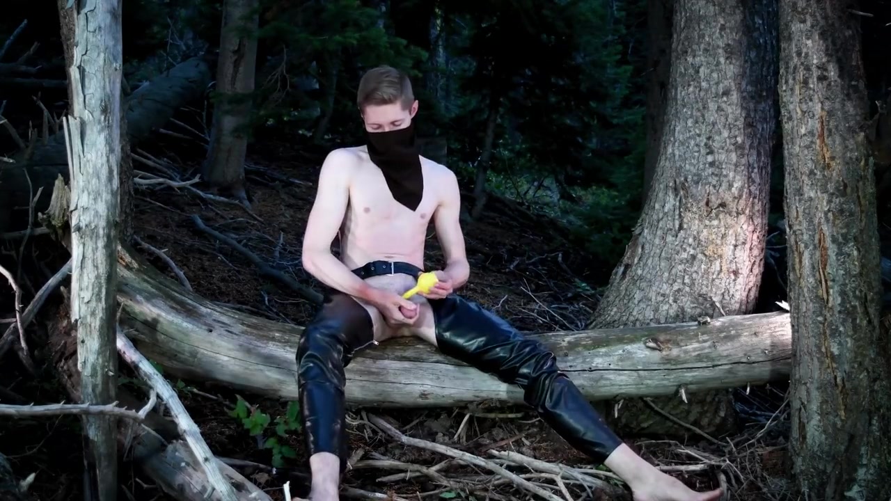 Cruising + Dark Forest = Fucking Himself With His Own Cum In The Ass After Wanking His Big Boner