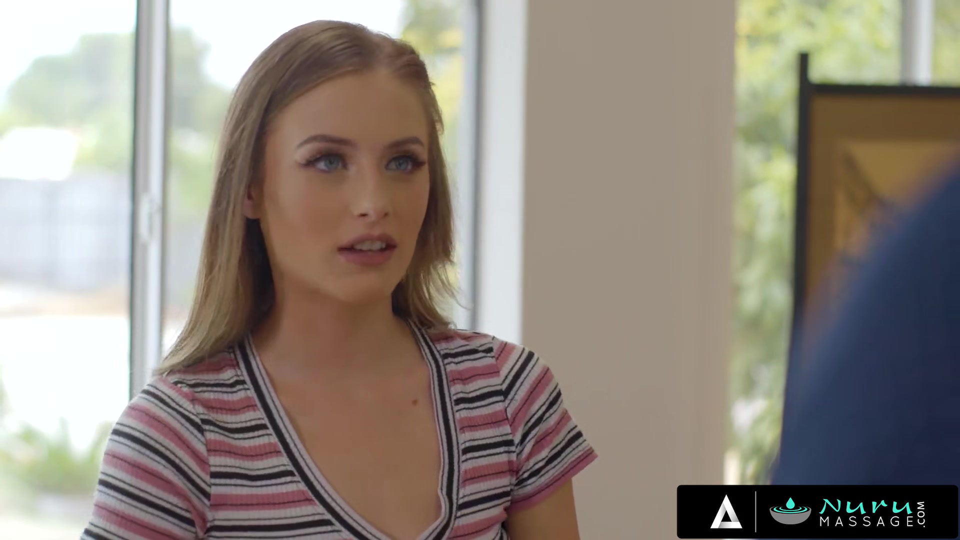 NURU MASSAGE - Cute Teen Kyler Quinn Gives Hot Massage To An Old Client At Her Babysitting Job
