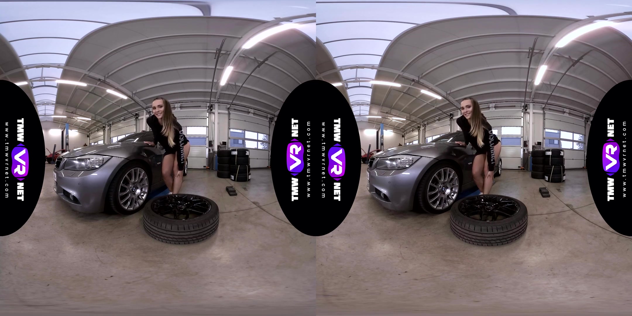 Naomi Bennet in Hot Babe Gets Naked and Horny in a Car Shop - TmwVRNet