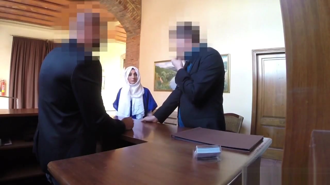 Arab cutie with hot natural tits wears hijab and gets pussy smashed