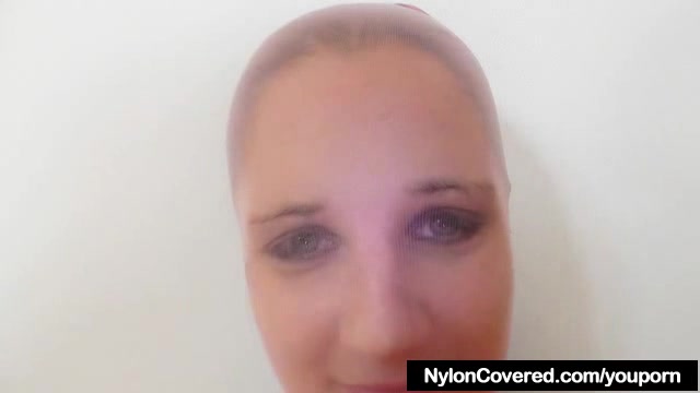 Brunette rides fake cock in tights
