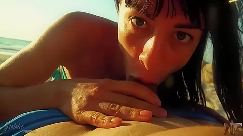 So Lots Of Cum All Over My Face.amazing Blowjob On The Beach