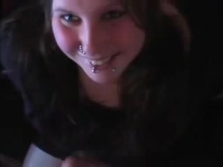 Chubby pierced girl takes my dick in her mouth and a load of jizz
