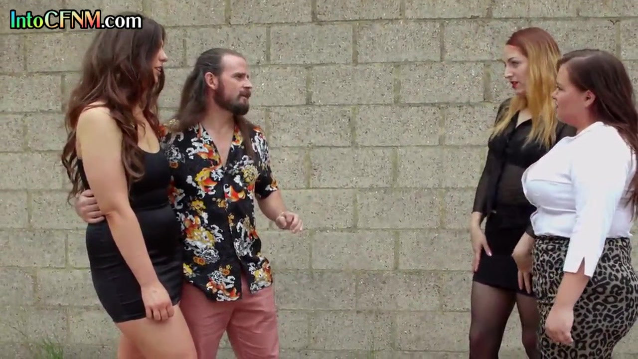 CFNM femdom group BJ and HJ by amateur British chicks