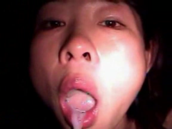 Japanese bitch moans while sucking huge white dick