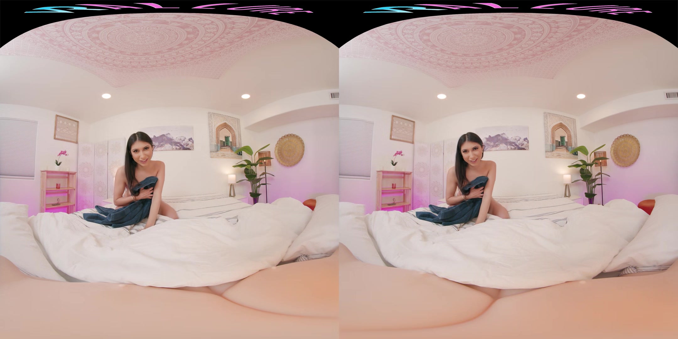 Slim Latina plays with her toys in VR for you