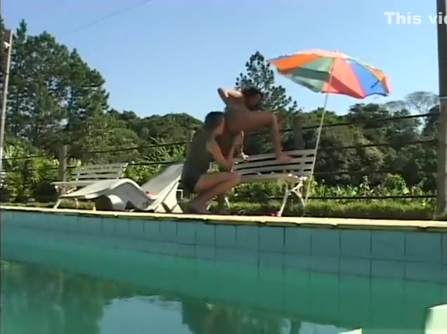 man With nice wobblers receives Served Poolside