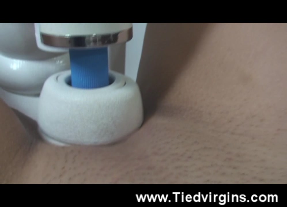 Blonde with shaved pussy is drilled by a fucking dildo