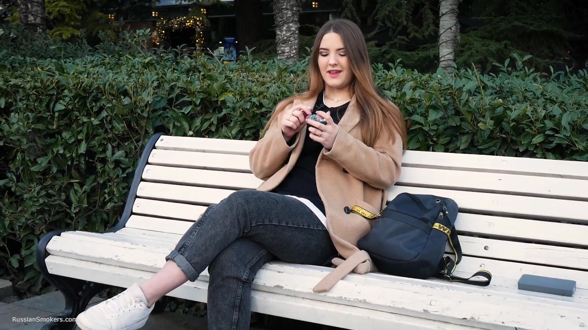 Russian Girl Spends Her Lunch Break Smoking 3 Cigs In A Row