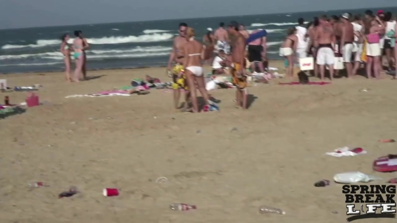 Windy Day on the Beach During Spring Break Meeting Some Party Girls