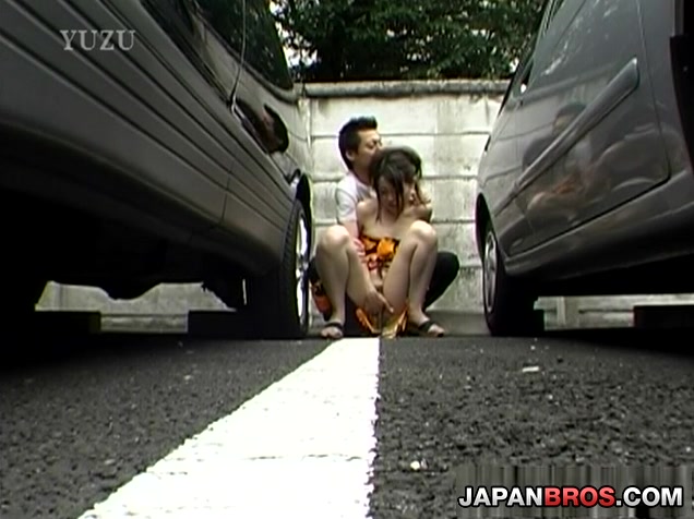 Japanese gals have cunts rubbed in outdoor