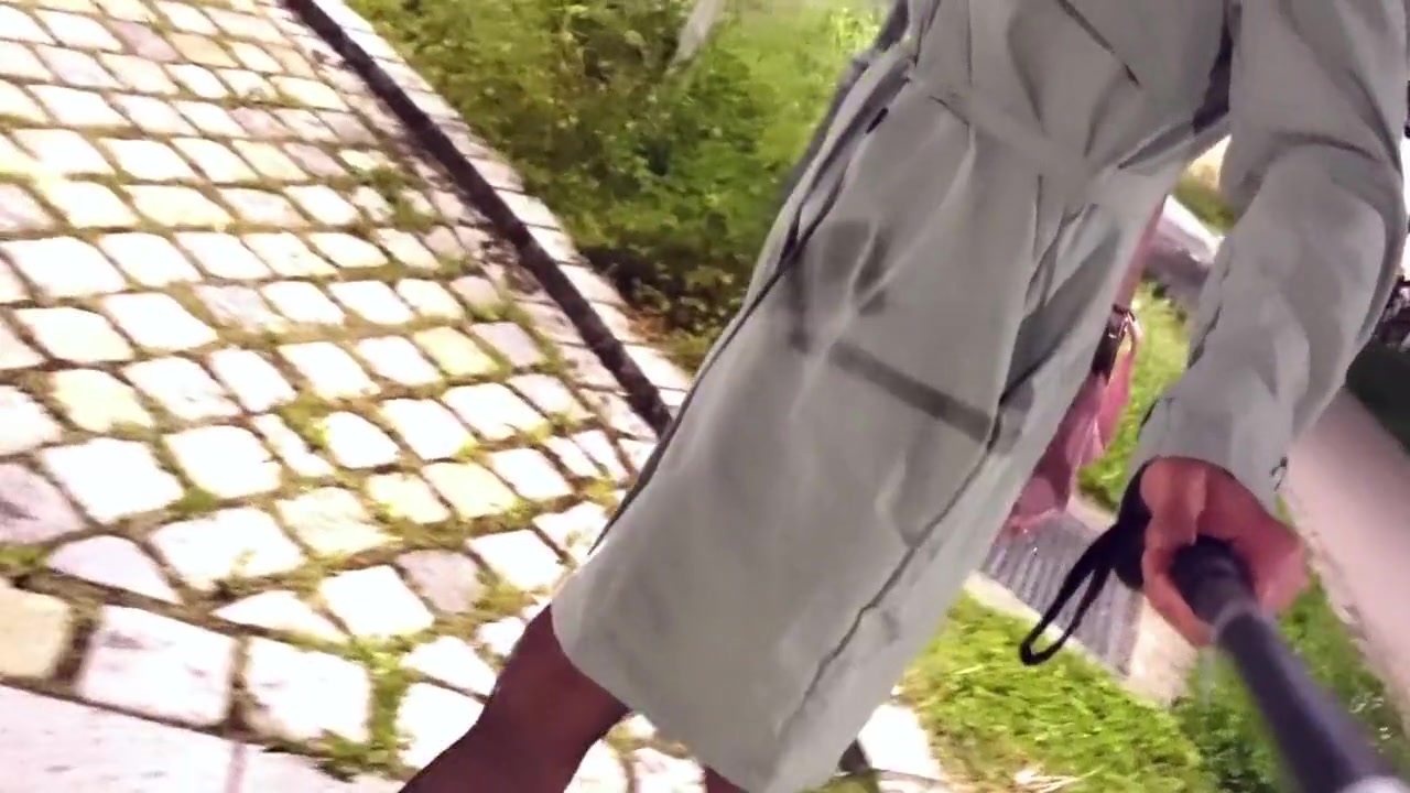 Crossdresser Wears His Penis Cage And Suspenders Outdoors