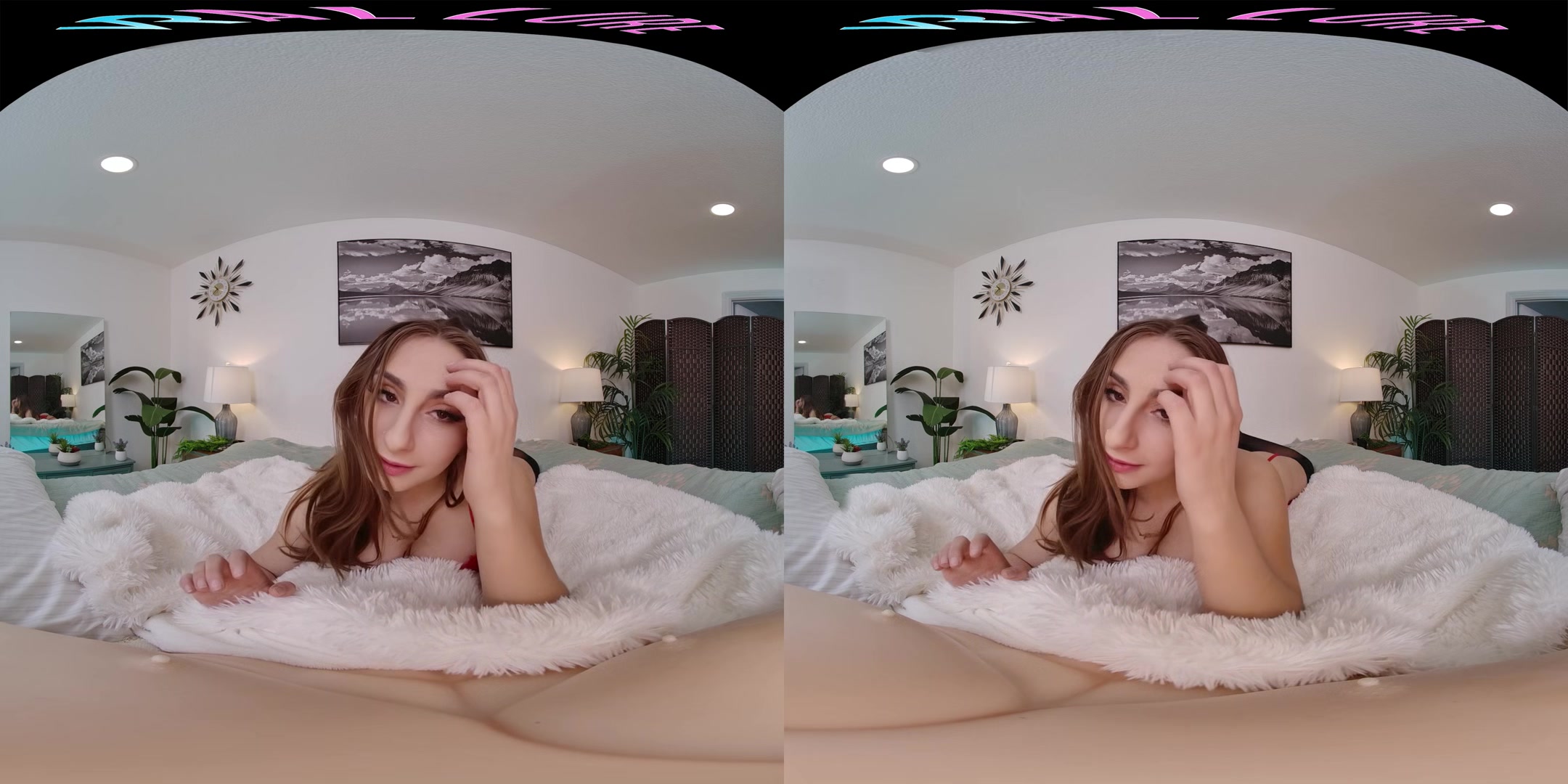 Busty brunette gives you a private show in virtual reality