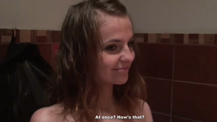 Hot gal in knee socks sucks dongs in the restroom