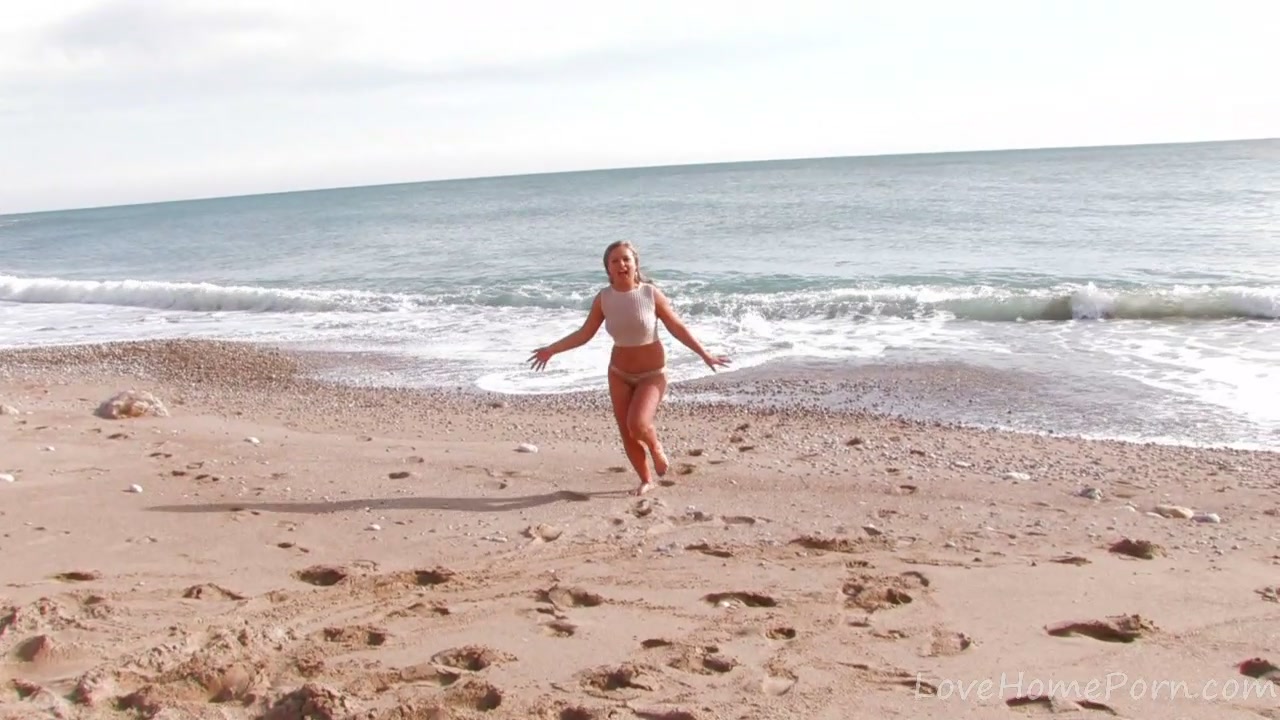 Petite Blonde Rides Cock On The Beach