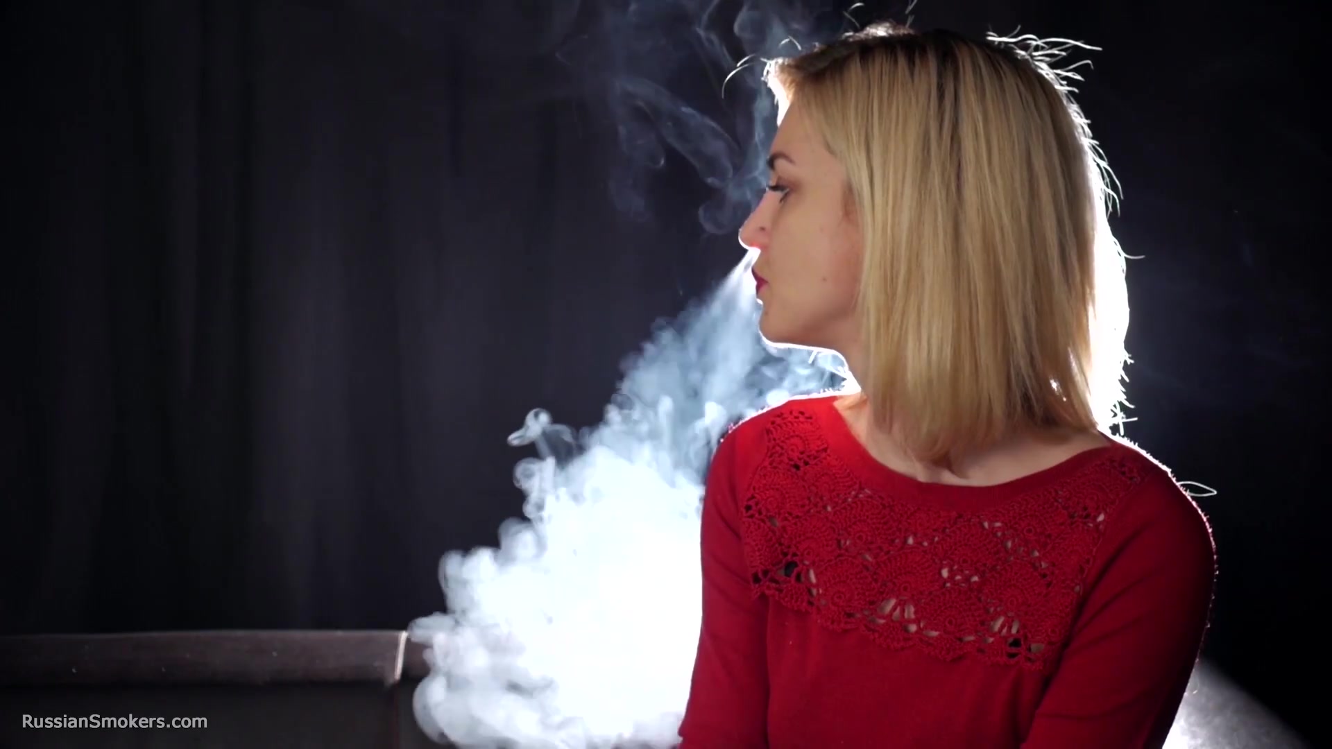 Many Many Nose Exhales With Cork Cigarette