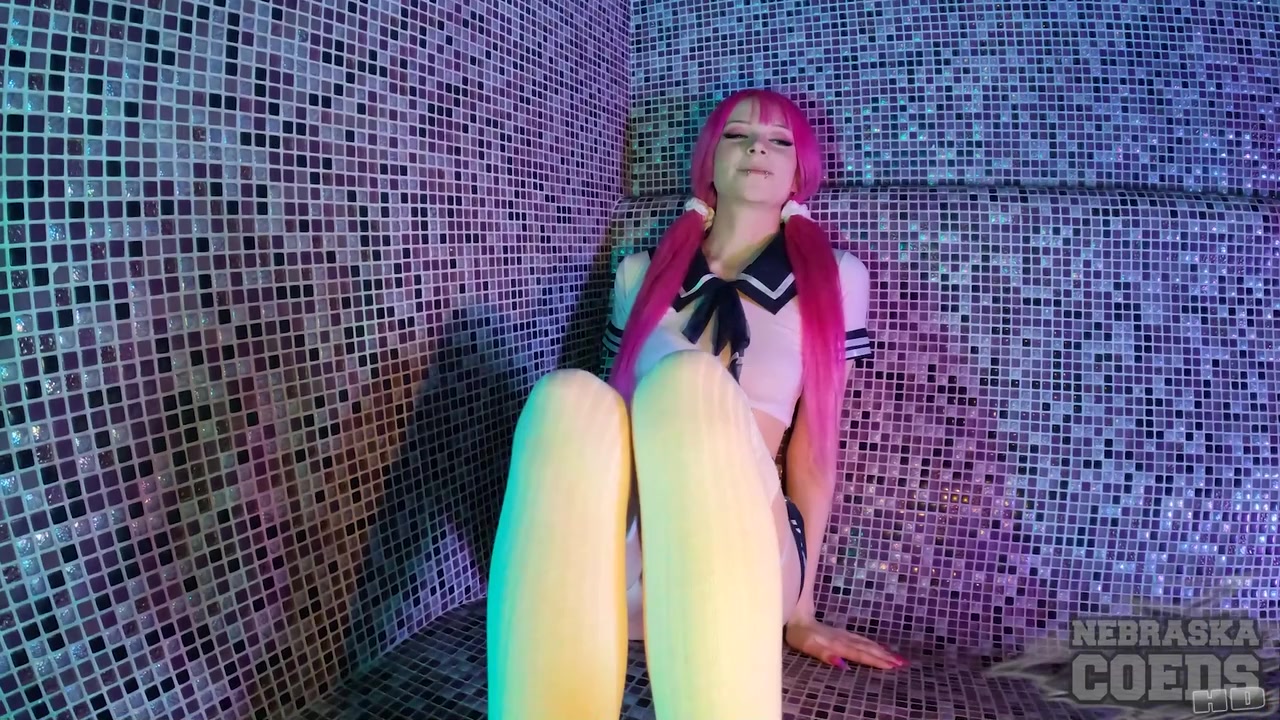 Pink Haired Fresh Girl Lily Angelic Naked In Sauna Dildo Masturbation