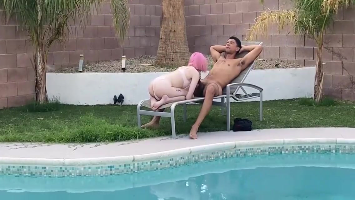 Andre Stone, Claire Tenebrarum And Claire Gemini - Tiny Trans Cutie Sucks Huge Cock By The Pool
