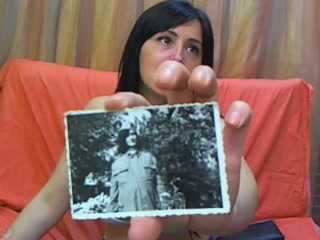 Brunette gal with huge juggs getting emotional on camera