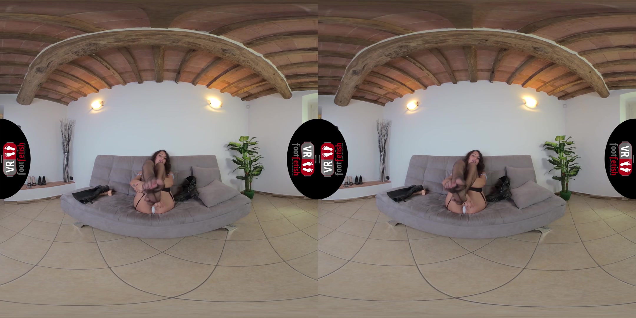 Insanely Hot Thena Shows Off Her Sexy Body In Back Seam Stockings - VRFootFetish