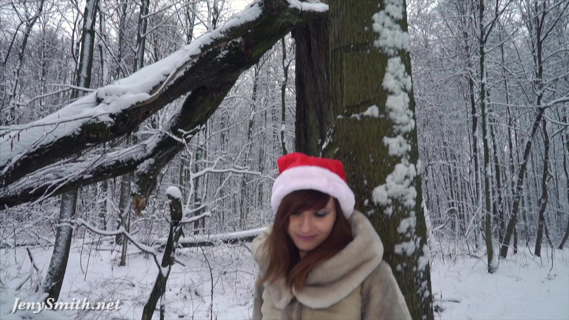 wet white stockings in snow with hot Jeny Smith