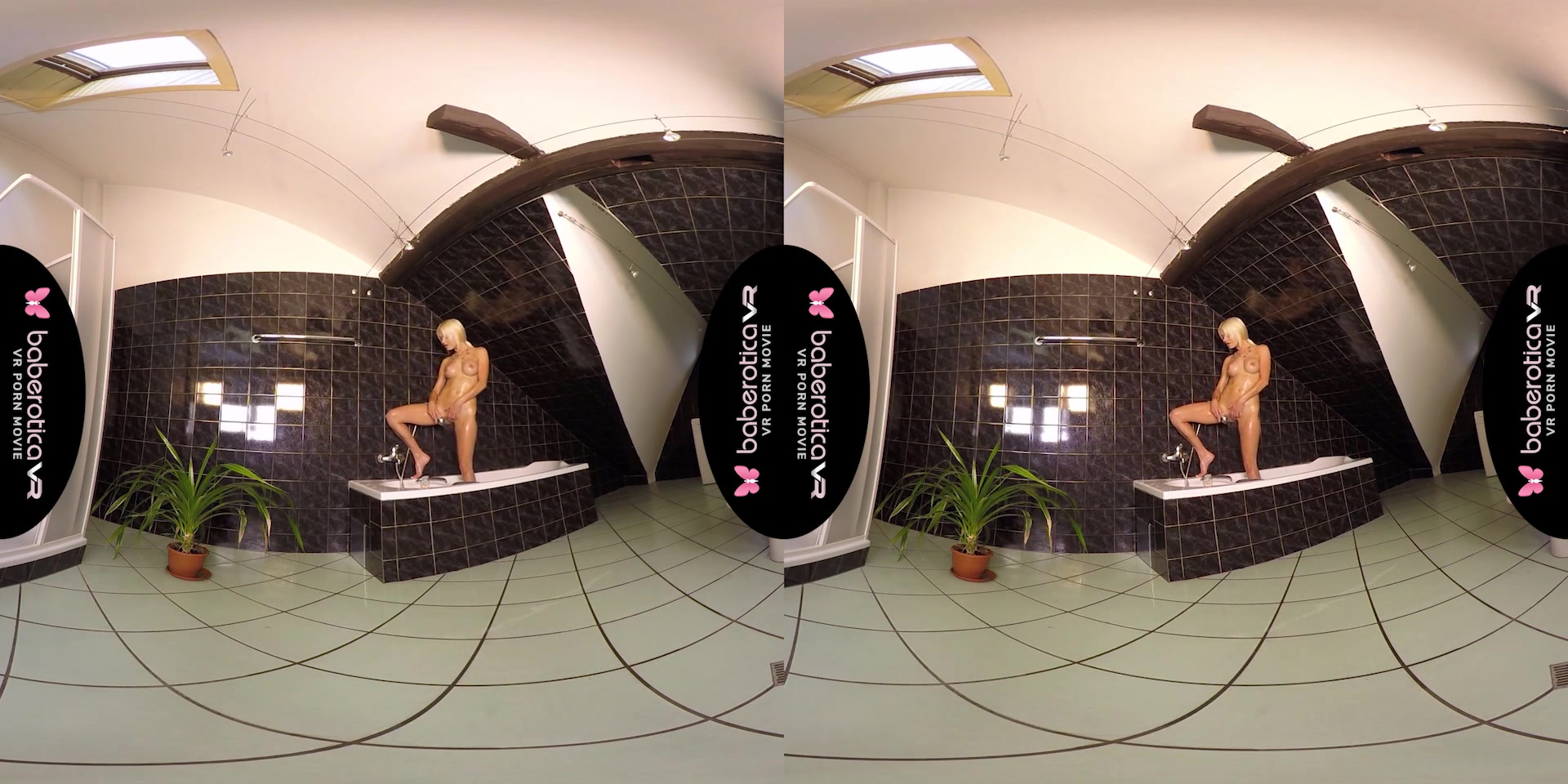 Lena Love in the bath naked with her fingers buried in her pink pussy - BaberoticaVR