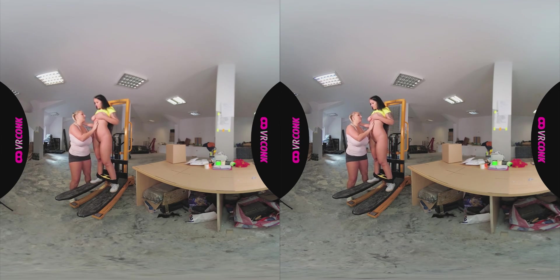 Krystal Swift & Jennifer Mendez in Lesbian Forklift - VR Porn Video - VRConk