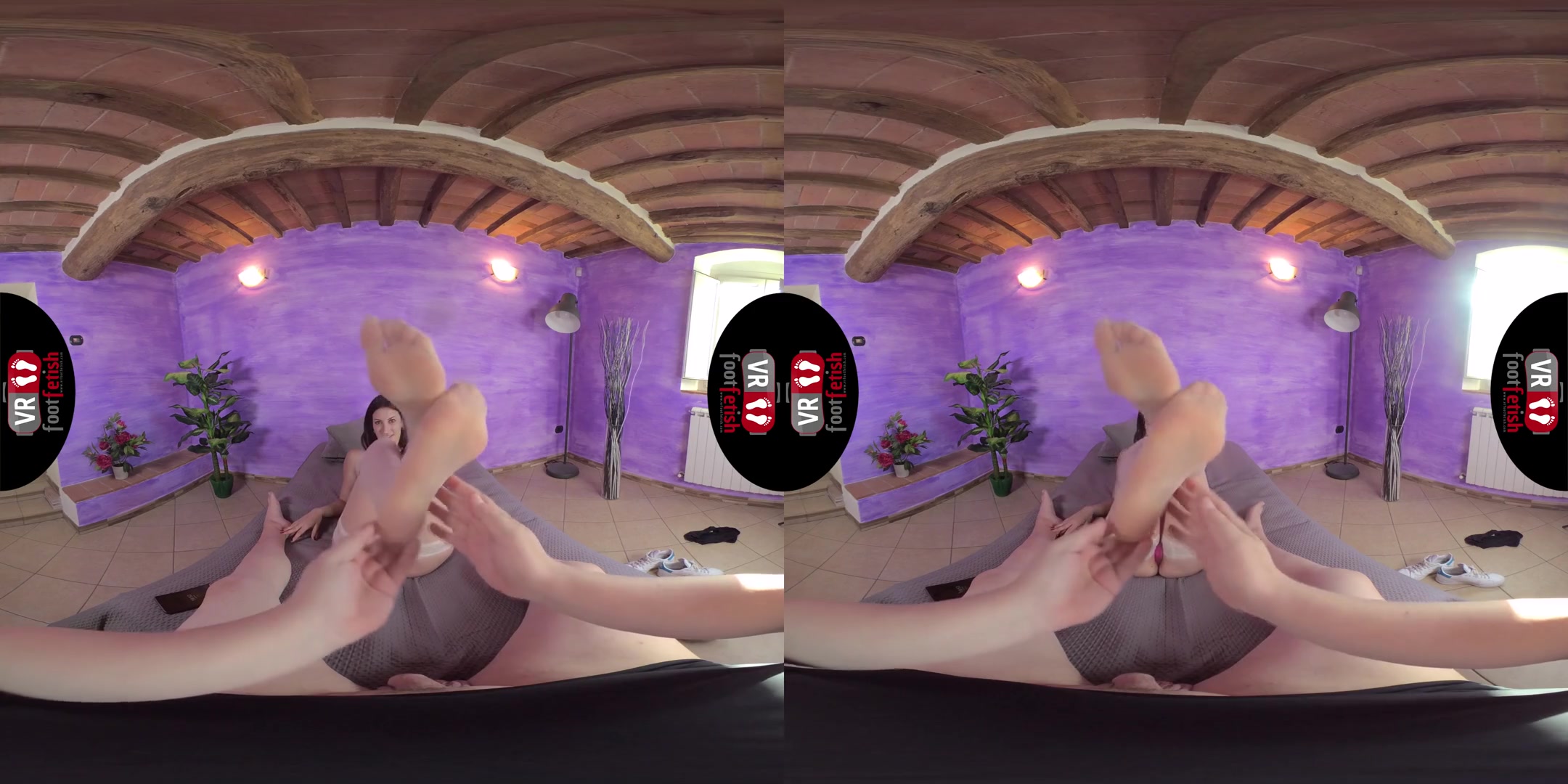 Naughty Lilian Has You Cum On Her Nyloned Feet; foot fetish stocking nylons footjob cumshot teen 18+
