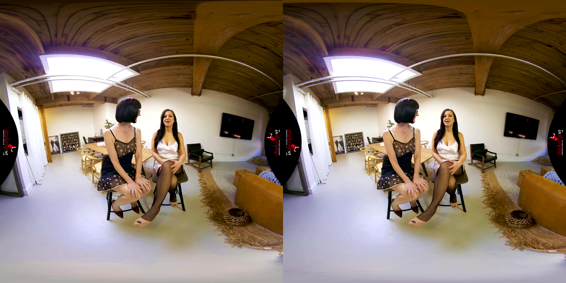 The Stocking Girls, Julia and Tindra Frost, the Scottish Milf - Nylons, Lesbian Kissing, Lingerie