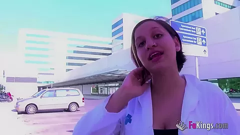 Nurse getting her daily dose of DICK after leaving the hospital