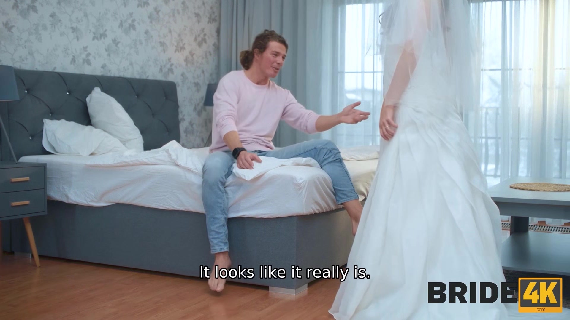 BRIDE4K. Guests can't hide emotions when they see hot bride fucking in adult video