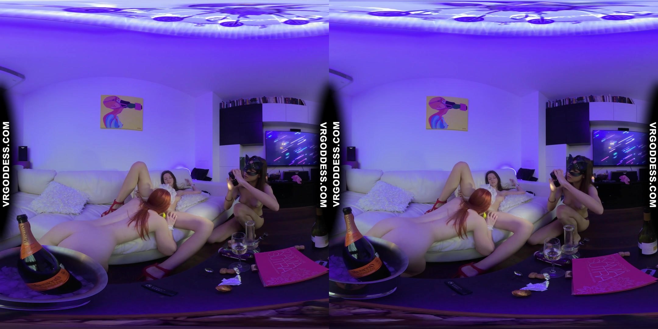 Late Night Girl Party Champagne Lesbian Threeway 3some Pussy Licking Top Models