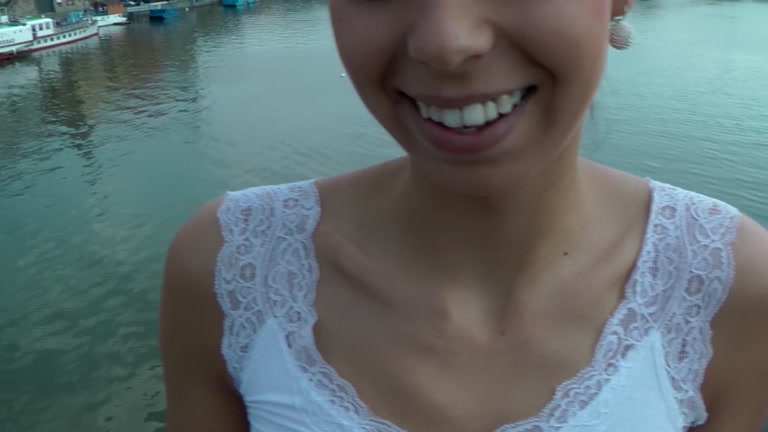 Fuck young brunette in Prague in the street