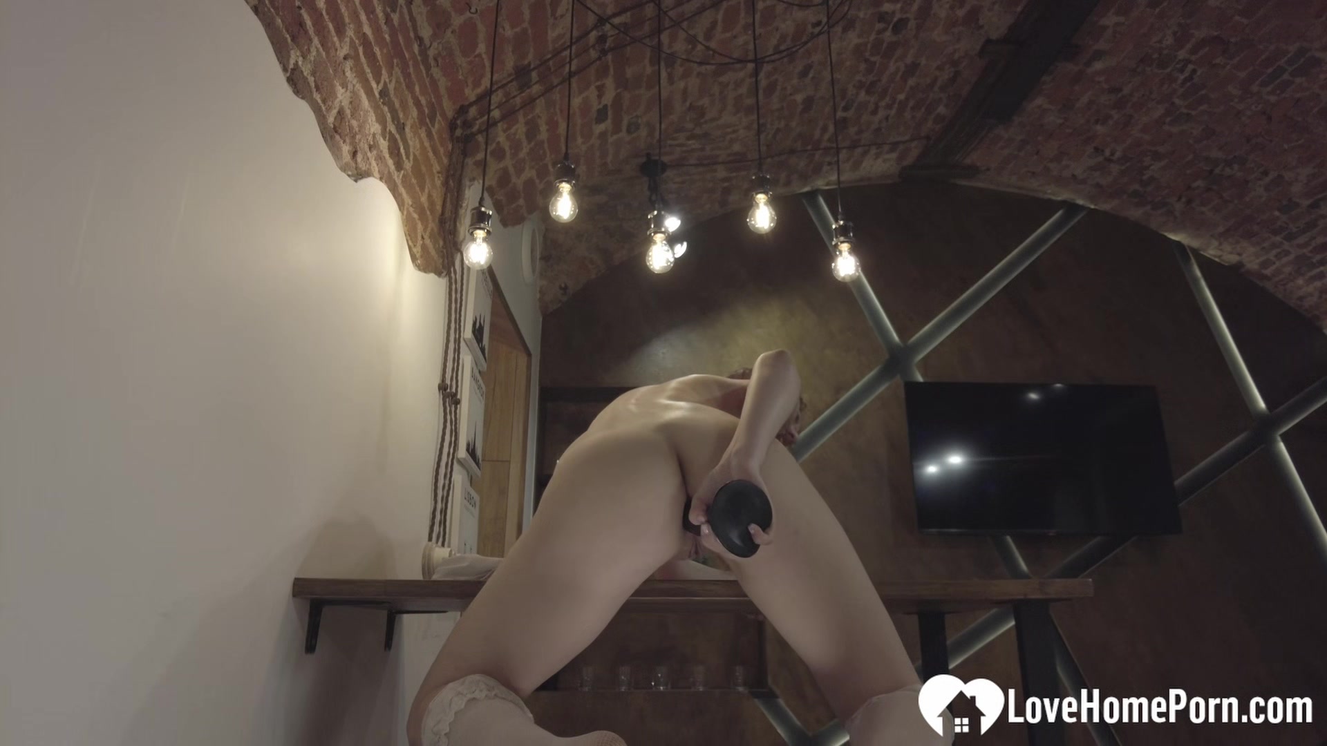 Wearing stockings while toying my juicy slit