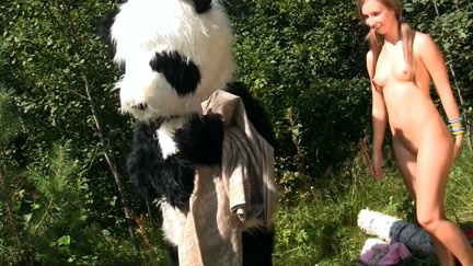 Dark Brown fuck in the woods toy panda