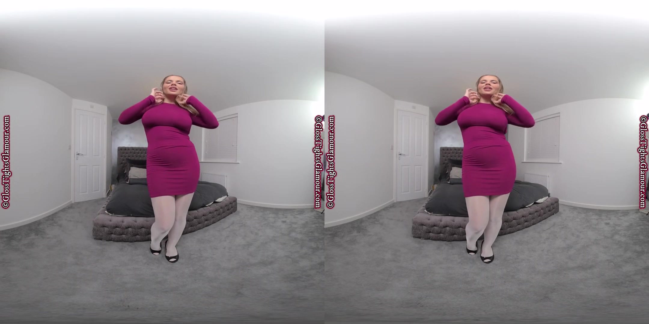 White Tight JOI - Huge Tits Babe Striptease in Pantyhose