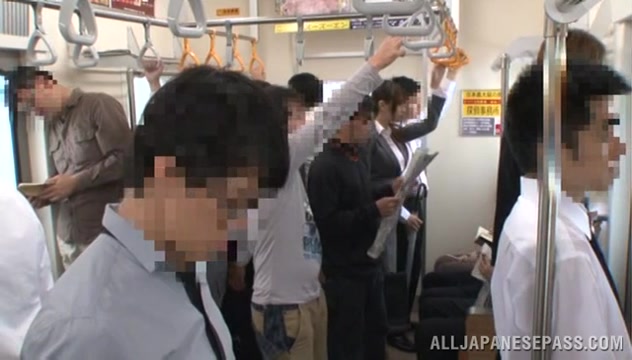 Naughty Japanese teen 18+ has sex on the train