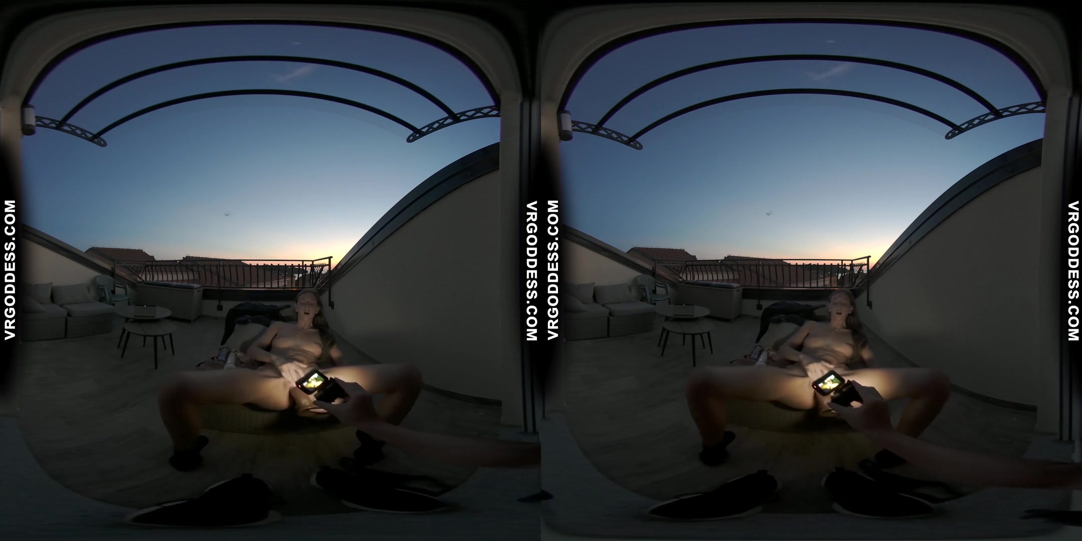 Bombshell Rebeka Ruby On Vacation Sunset Balcony Big Dildo Masturbation