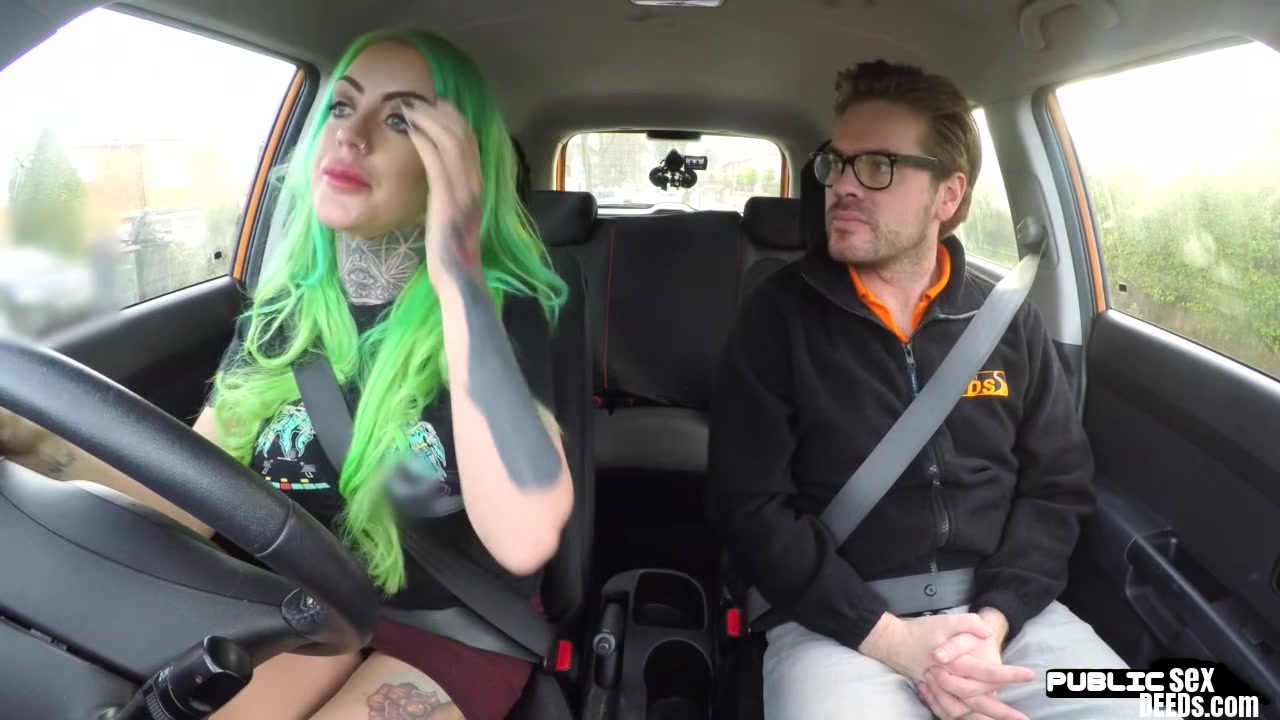 Driving student 18+ MILF public fucked in car outdoor by tutor