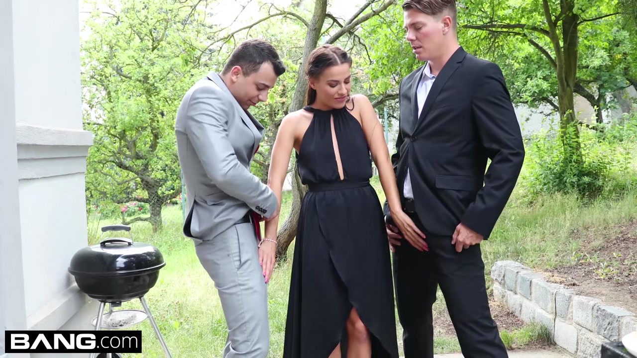 Eveline Dellai sucks and fucks two dicks at her bbq