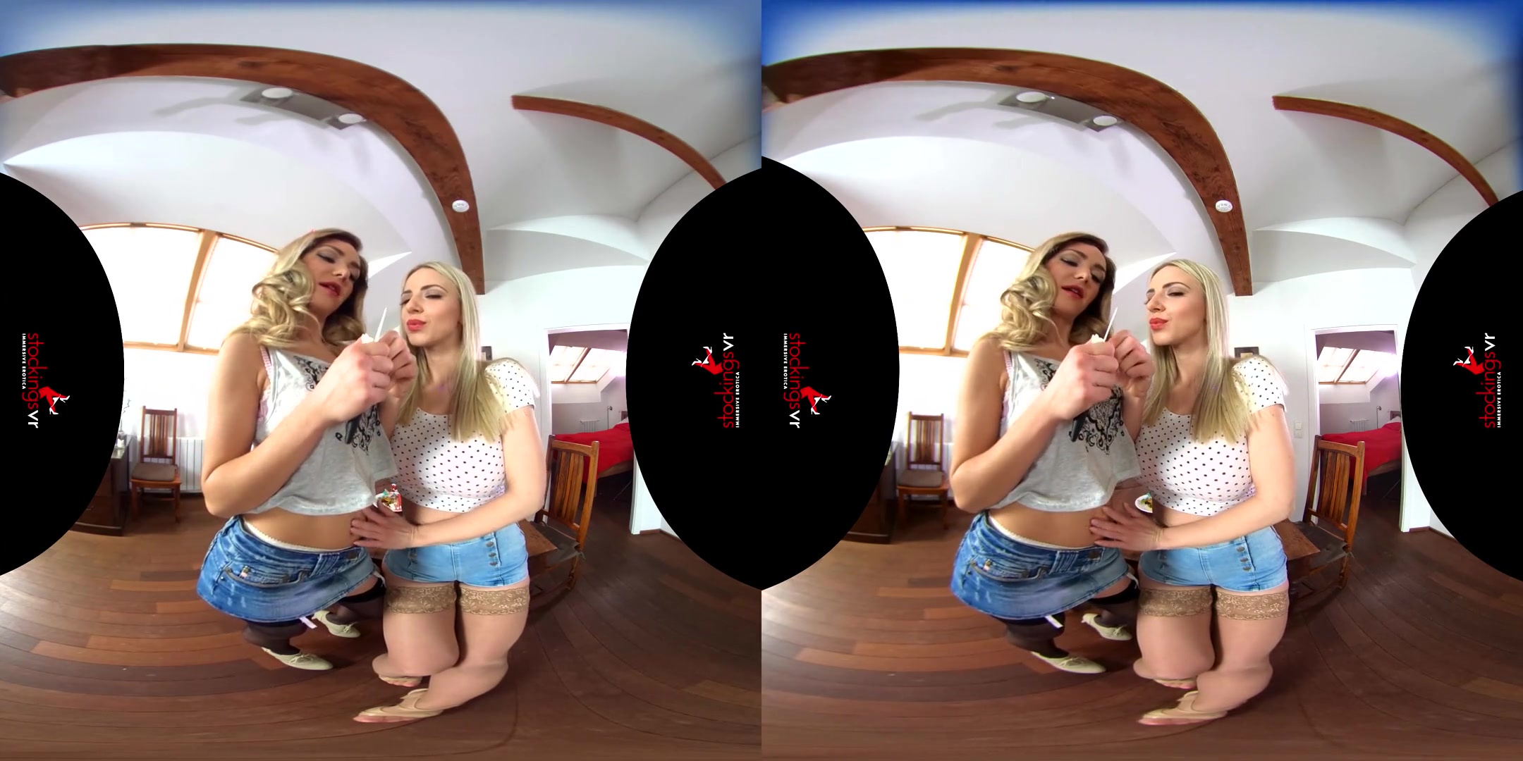 Natalie Cherie & Victoria Puppy in Creamy starring Victoria Puppy and Nathaly Cherie - StockingsVR