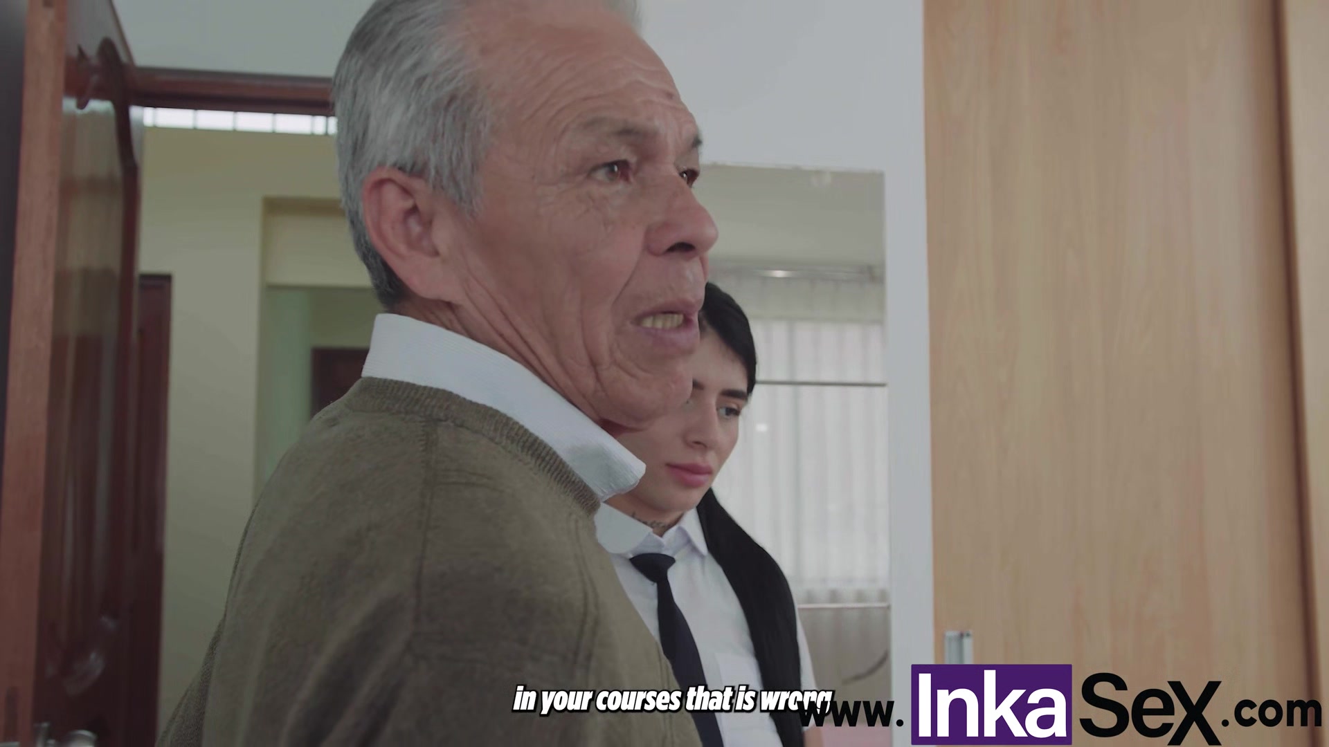 Young schoolgirl and stepdad catches her boyfriend masturbating with her thong and gets anal pounded hard.