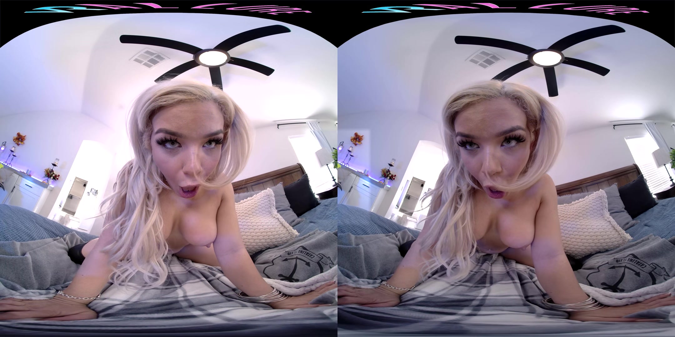 Busty blonde gets off with her toy in VR