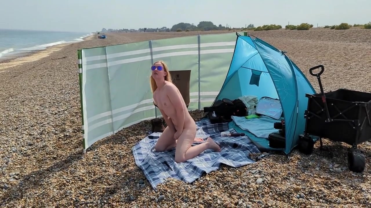 A Young Blonde Wife Is Nude And Masturbating On A British Public Beach