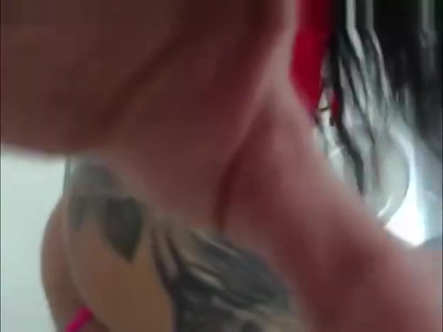 Busty TS beauty in red wanking bigdick online