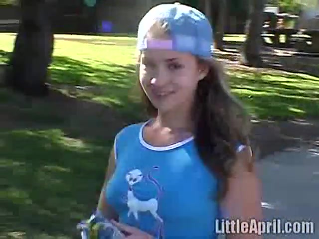 Cute Little April Outdoors Sucking A Popsicle