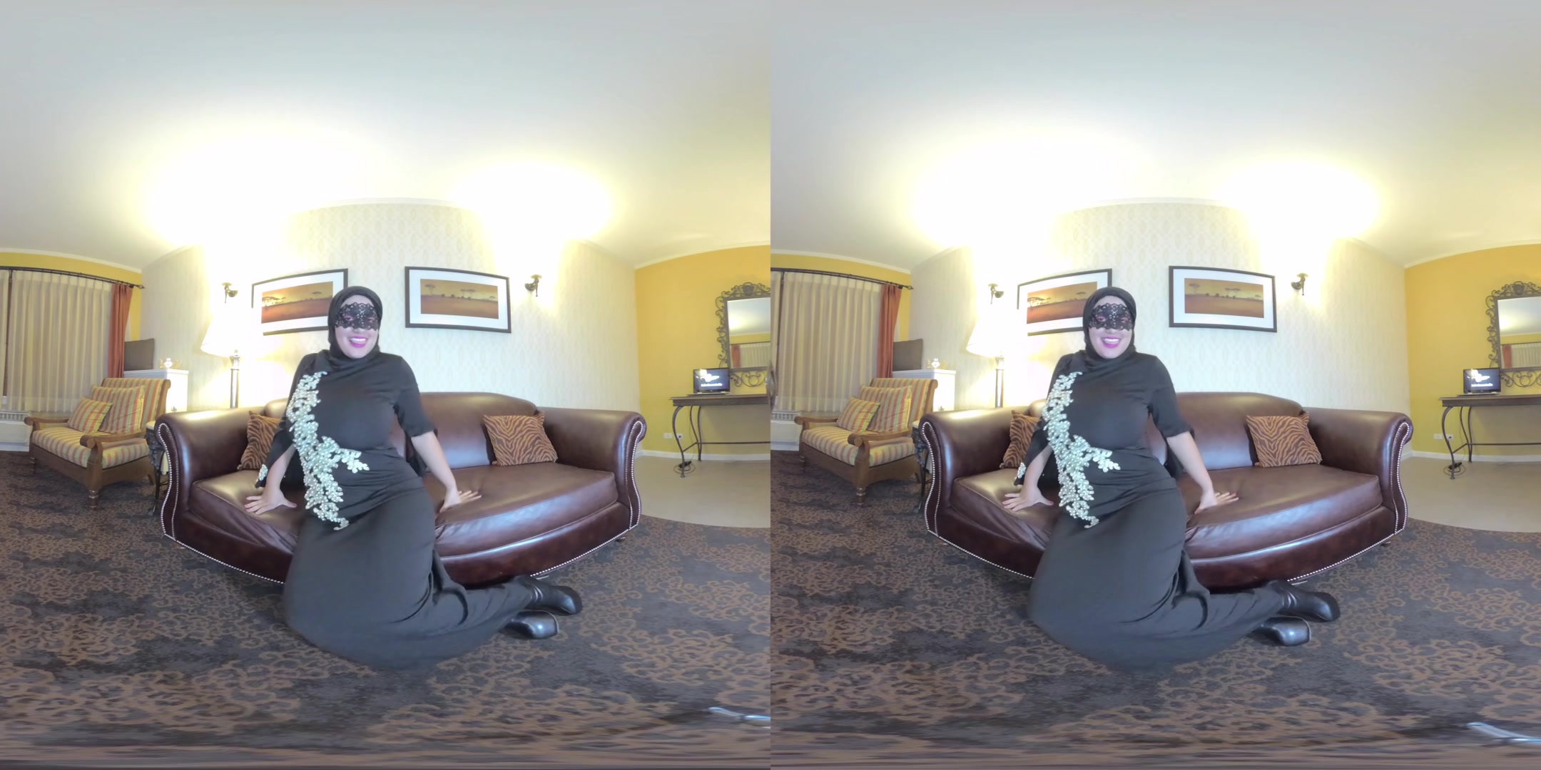 Arabic Slut GANGBANG warming up on the Couch - TadPoleXXXStudio