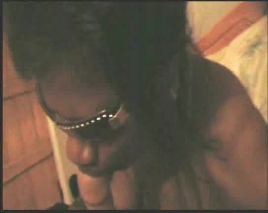 Ebony MILF with sunglasses giving me a nice blowjob