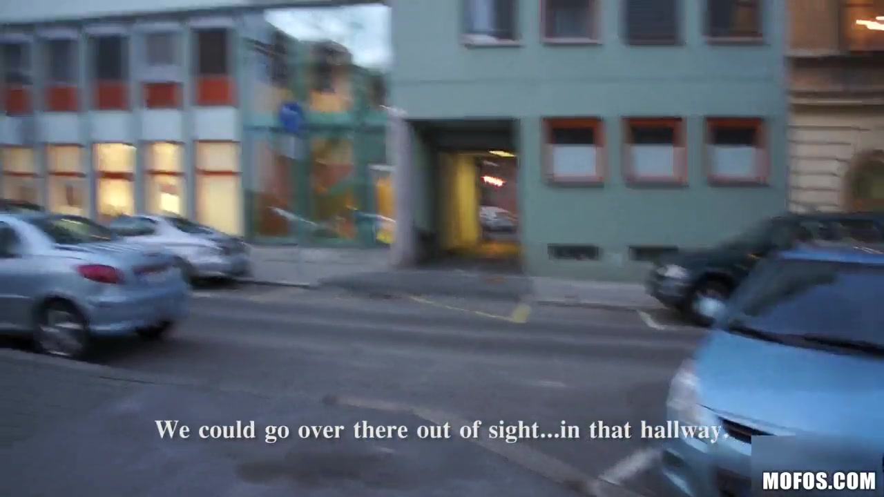 A girl on the street is offered cash for tits